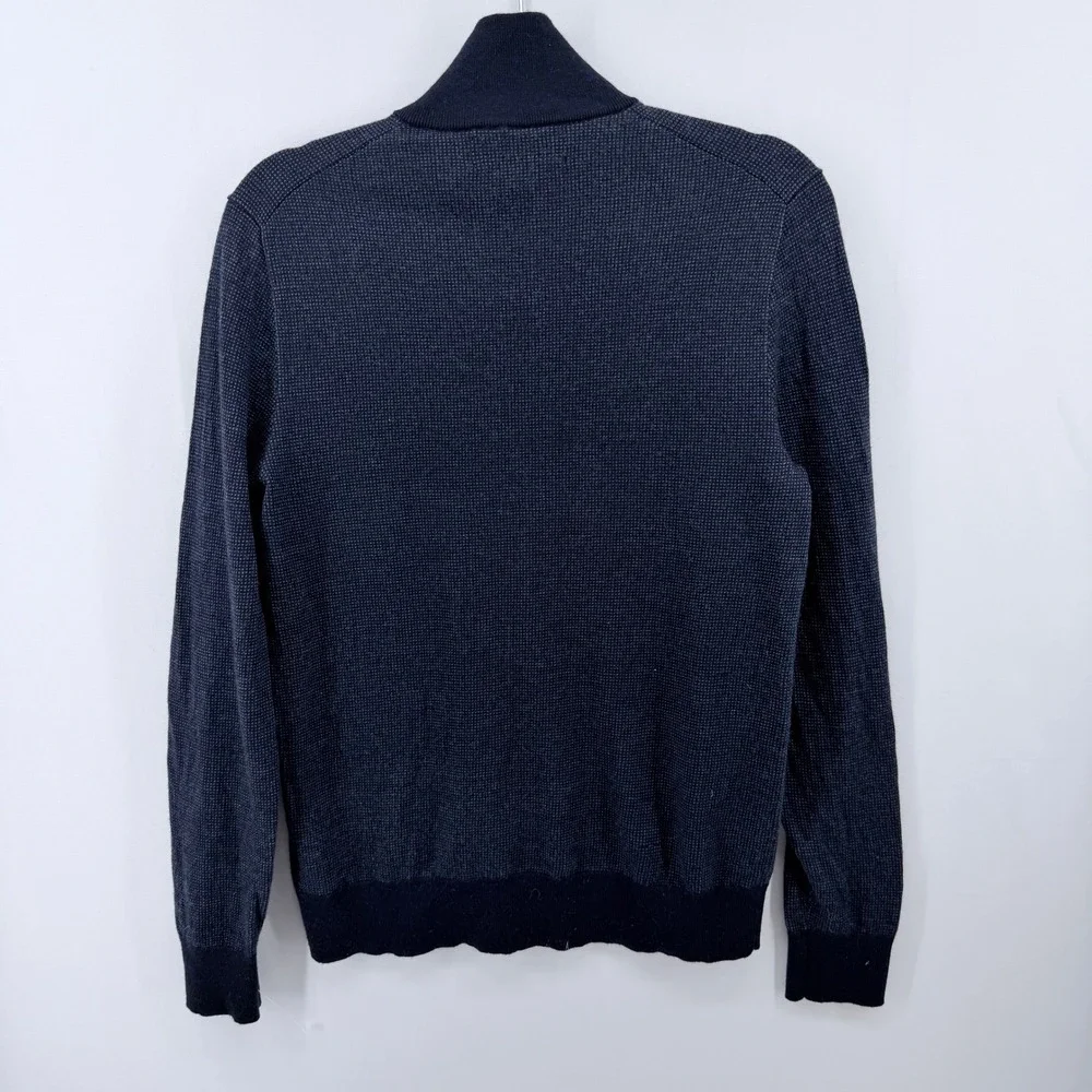 Banana Republic Mens Italian Merino Baruffa Quarter Zip Sweater Navy Blue Medium